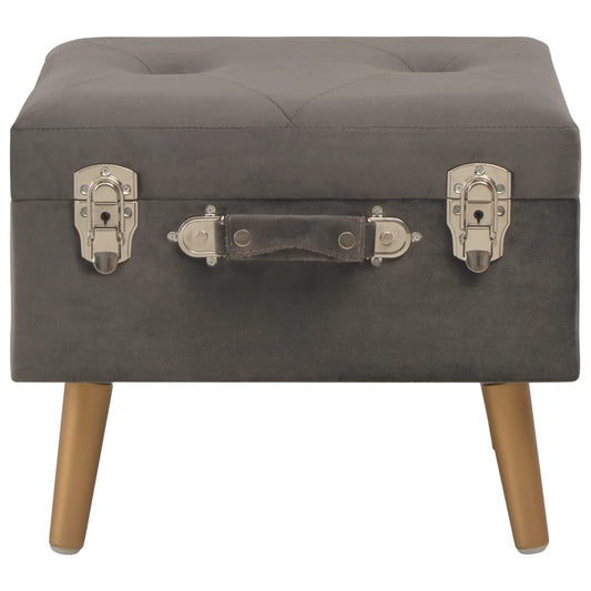 Sgabello con Contenitore 40 cm in Velluto Grigio - homemem39