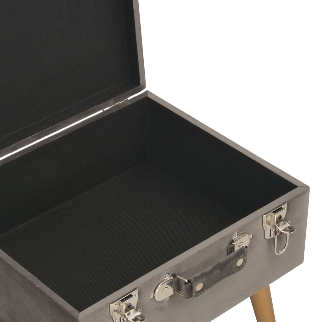 Sgabello con Contenitore 40 cm in Velluto Grigio | homemem39