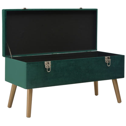 Panca con Vano Portaoggetti 80 cm Verde in Velluto | homemem39