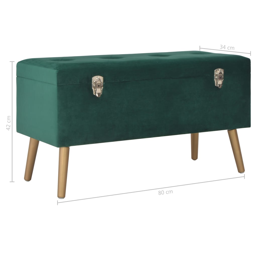 Panca con Vano Portaoggetti 80 cm Verde in Velluto | homemem39