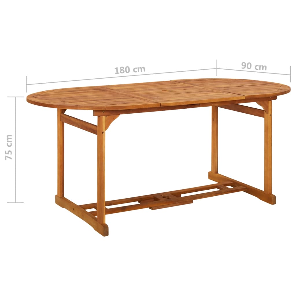 Tavolo da Pranzo per Esterni 180x90x75cm Legno Massello Acacia - homemem39