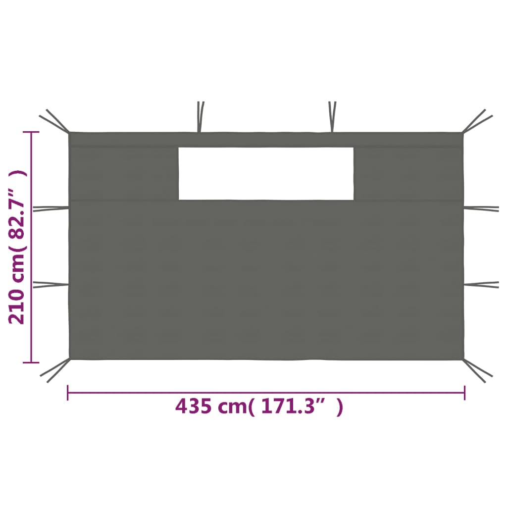 Pareti con Finestre per Gazebo 2 pz Antracite - homemem39