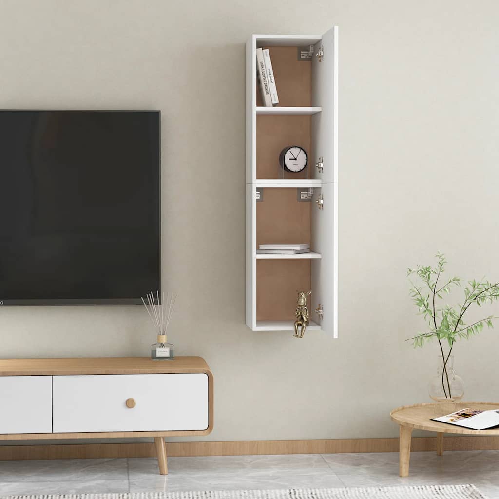 Mobili TV Bianchi 2 pz 30,5x30x60 cm in Legno Multistrato
