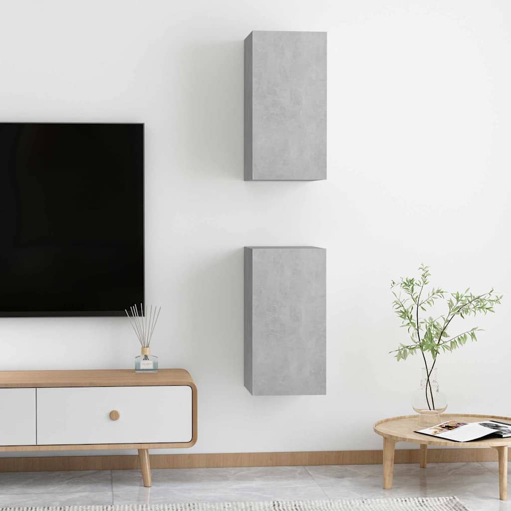 Mobili TV 2pz Grigio Cemento 30,5x30x60 cm Legno Multistrato