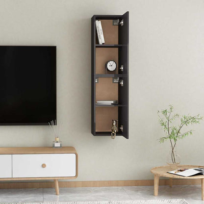 Mobili TV 2pz Grigio Lucido 30,5x30x60 cm Legno Multistrato