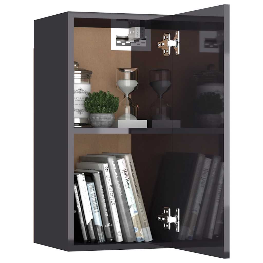Mobili TV 2pz Grigio Lucido 30,5x30x60 cm Legno Multistrato