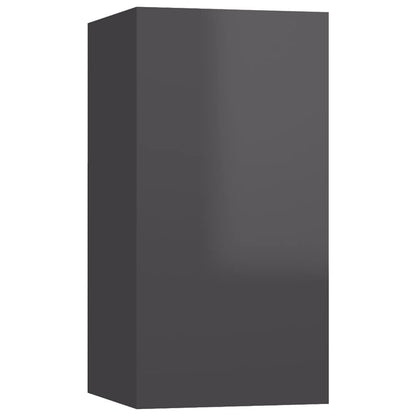 Mobili TV 2pz Grigio Lucido 30,5x30x60 cm Legno Multistrato