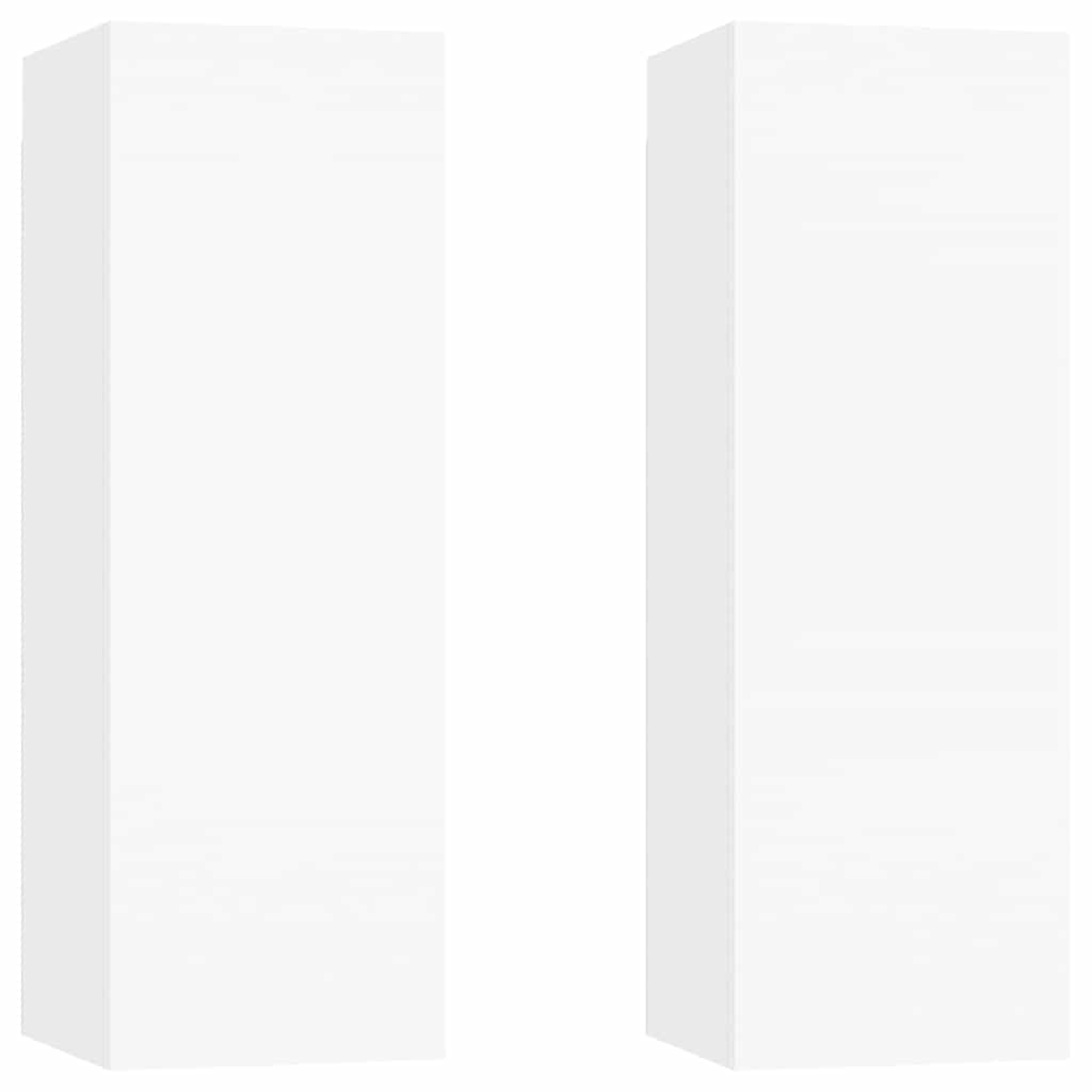 Mobili Porta TV 2pz Bianchi 30,5x30x90 cm in Legno Multistrato