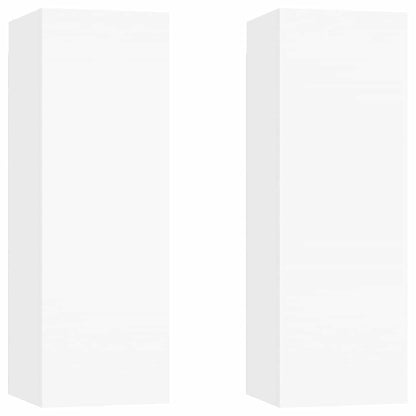 Mobili Porta TV 2pz Bianchi 30,5x30x90 cm in Legno Multistrato