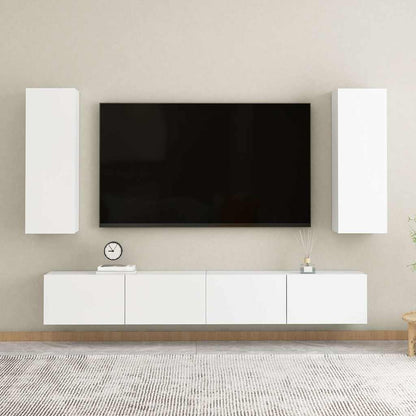 Mobili Porta TV 2pz Bianchi 30,5x30x90 cm in Legno Multistrato