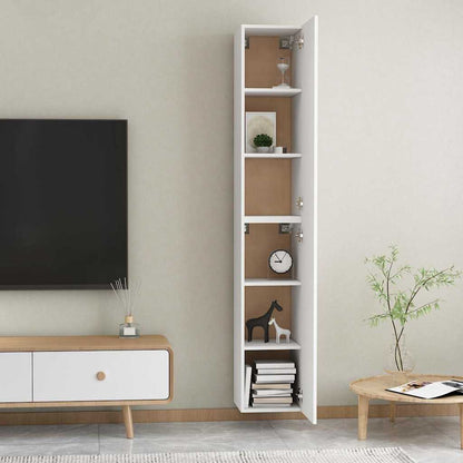 Mobili Porta TV 2pz Bianchi 30,5x30x90 cm in Legno Multistrato