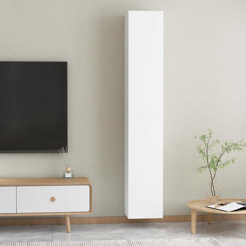 Mobili Porta TV 2pz Bianchi 30,5x30x90 cm in Legno Multistrato
