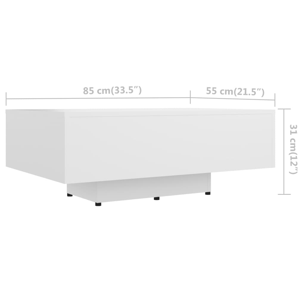 Tavolino da Salotto Bianco 85x55x31 cm in Legno Multistrato | homemem39