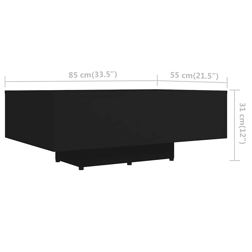 Tavolino da Salotto Nero 85x55x31 cm in Legno Multistrato | homemem39