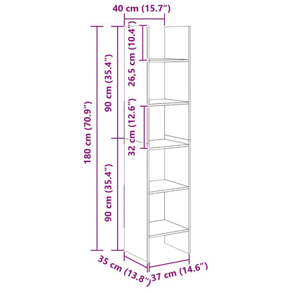 Libreria Bianca 40x35x180 cm in Legno Multistrato | homemem39