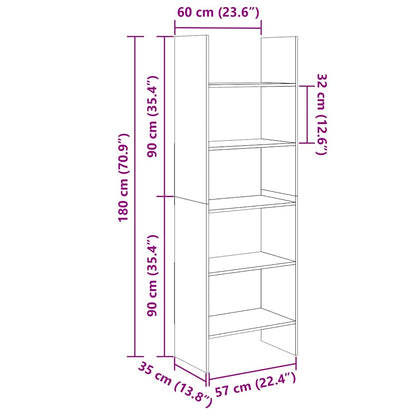 Libreria Rovere Sonoma 60x35x180 cm in Legno Multistrato | homemem39