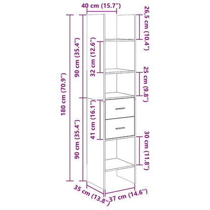 Libreria Grigio Cemento 40x35x180 cm in Legno Multistrato | homemem39