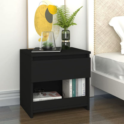Comodino Nero 40x30x39 cm in Legno Multistrato - homemem39
