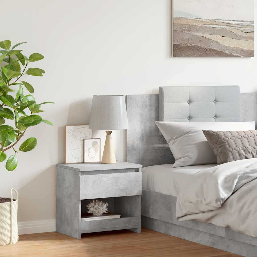 Comodino Grigio Cemento 40x30x39 cm in Legno Multistrato - homemem39