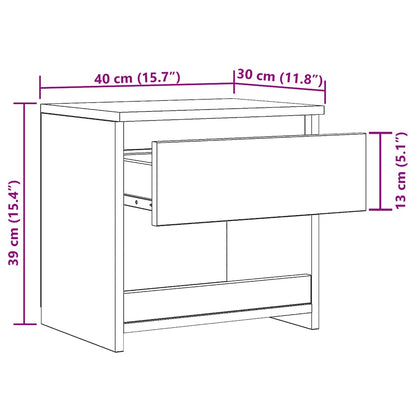 Comodino Grigio Cemento 40x30x39 cm in Legno Multistrato - homemem39