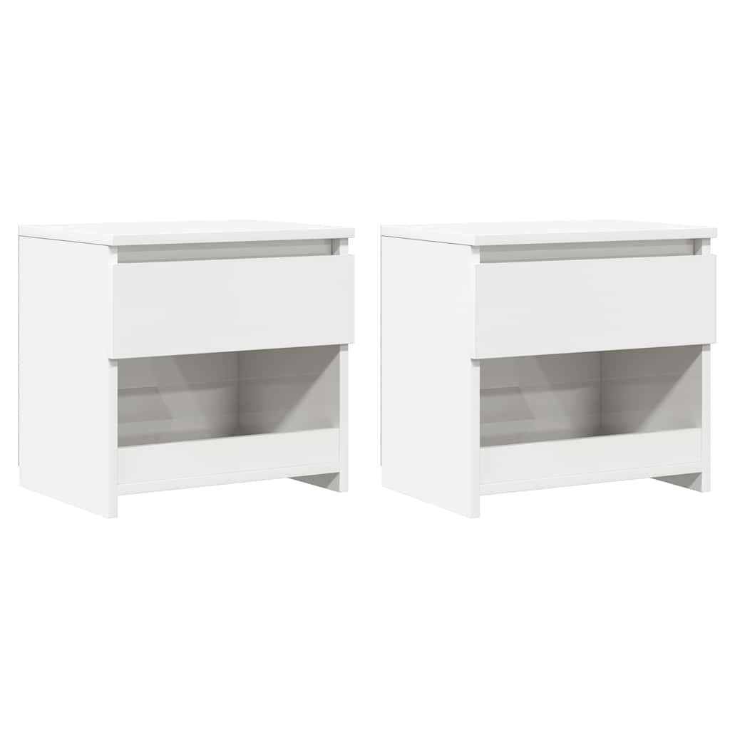 Comodini 2pz Bianco Lucido 40x30x39 cm in Legno Multistrato - homemem39