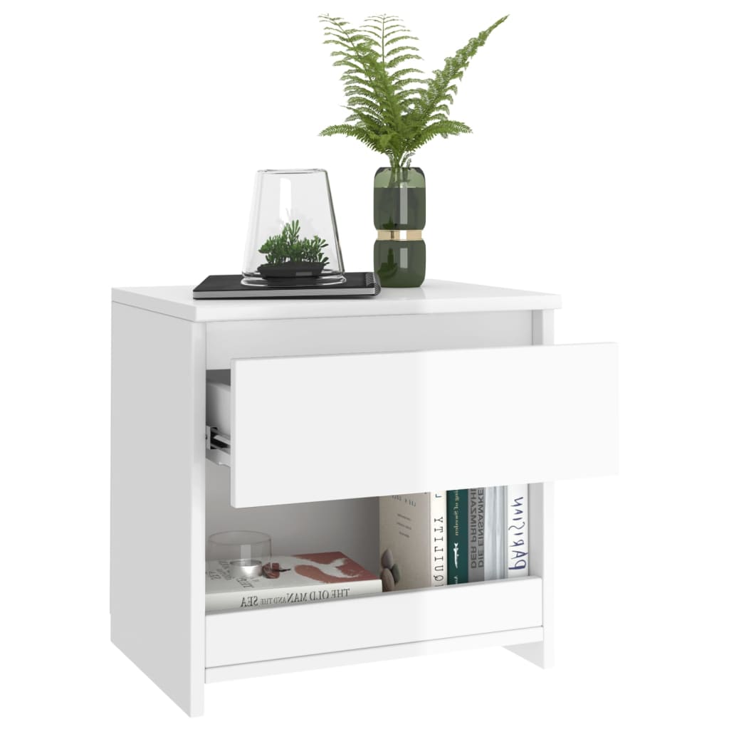 Comodini 2pz Bianco Lucido 40x30x39 cm in Legno Multistrato - homemem39