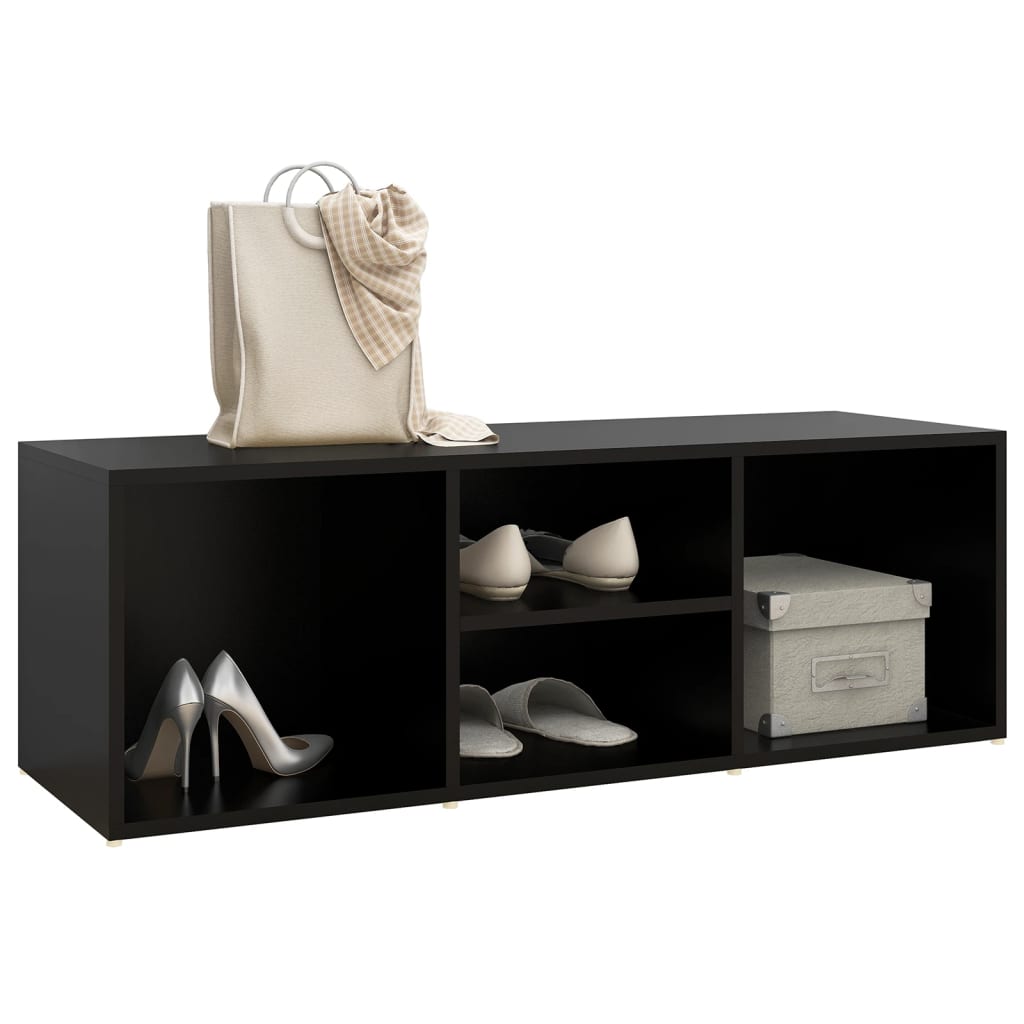 Panca Porta Scarpe Nera 105x35x35 cm in Legno Multistrato - homemem39