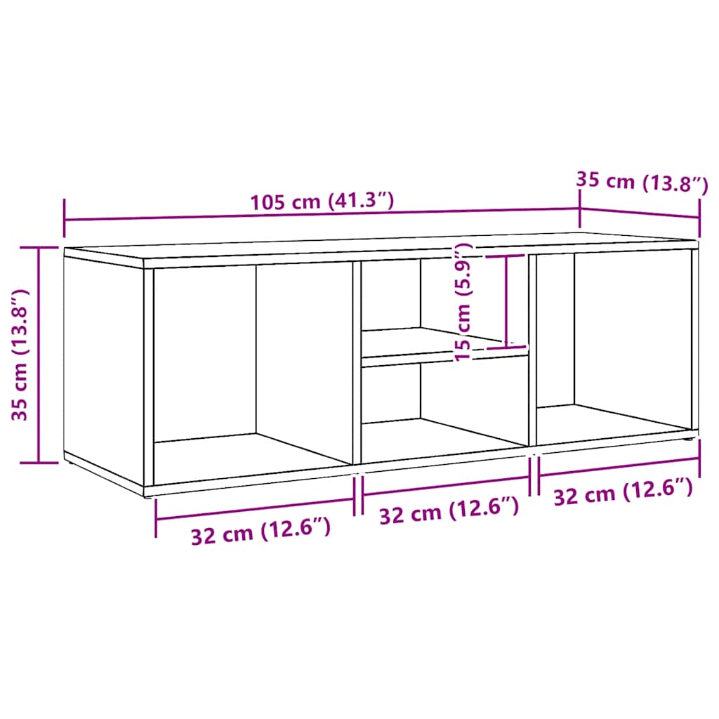 Panca Porta Scarpe Rovere Sonoma 105x35x35 cm Legno Multistrato | homemem39