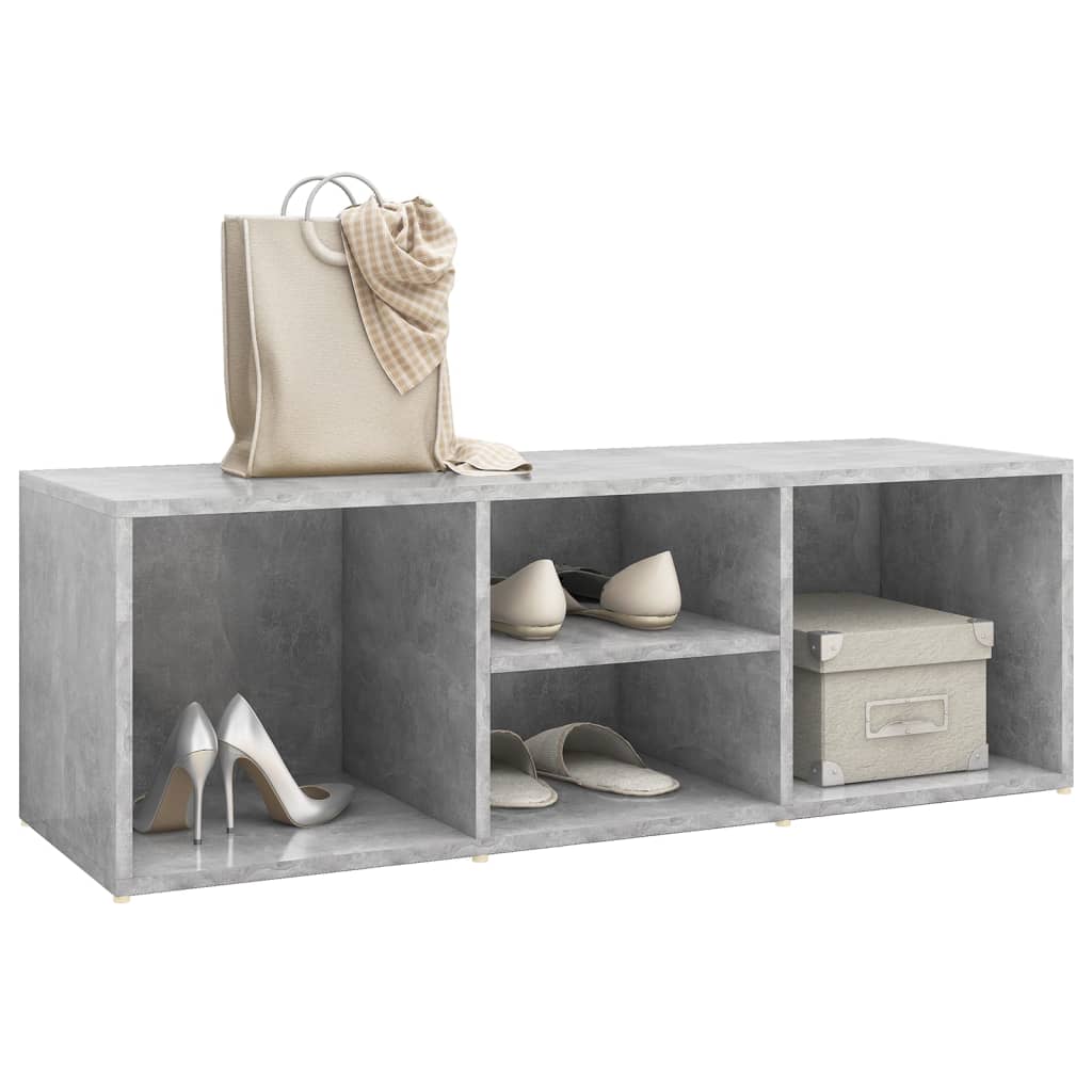 Panca Porta Scarpe Grigio Cemento 105x35x35cm Legno Multistrato - homemem39
