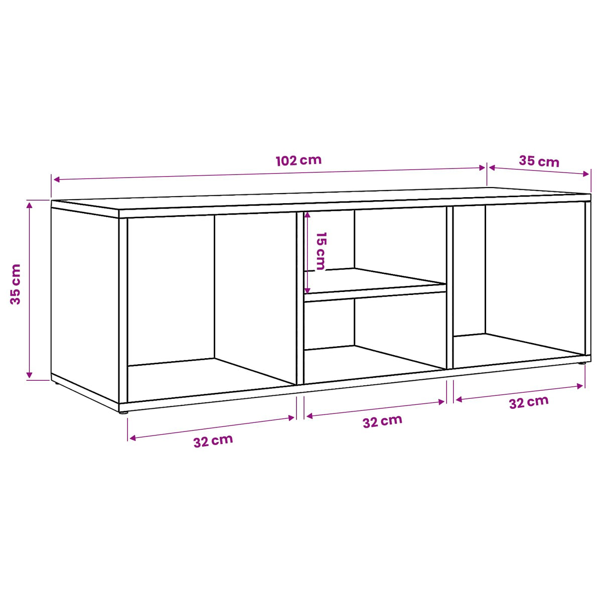 Panca Porta Scarpe 102x35x35cm legno multistrato