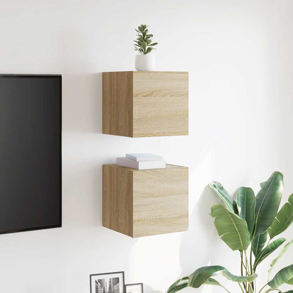 Mobili Porta TV a Parete 2pz Rovere Sonoma 30,5x30x30 cm - homemem39