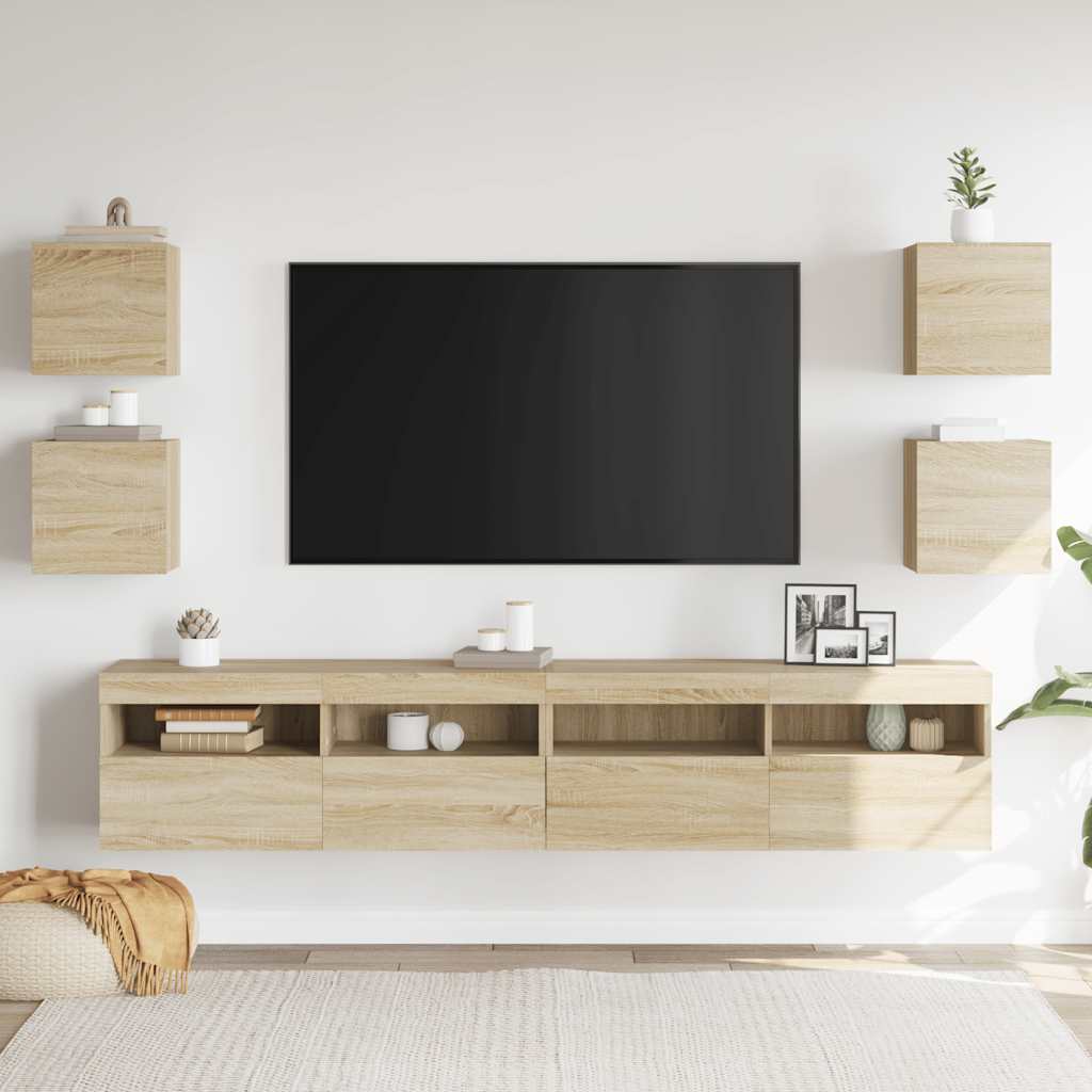 Mobili Porta TV a Parete 4pz Rovere Sonoma 30,5x30x30 cm