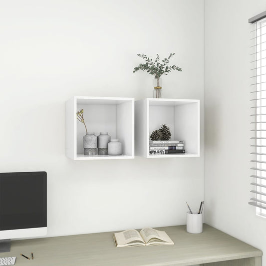 Mobili a Muro 2pz Bianchi 37x37x37 cm in Legno Multistrato | homemem39