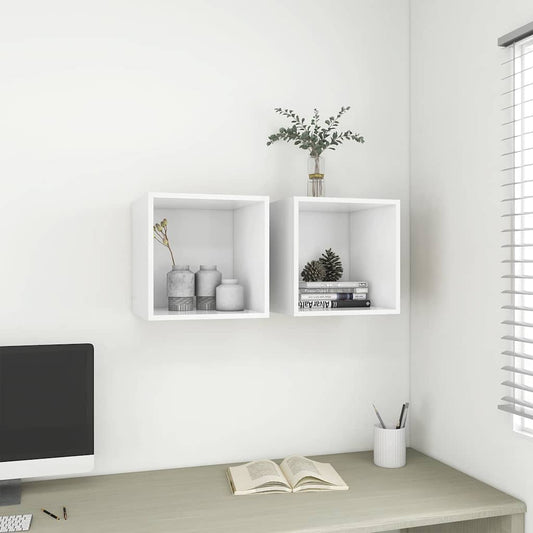 Mobili a Muro 2pz Bianchi 37x37x37 cm in Legno Multistrato
