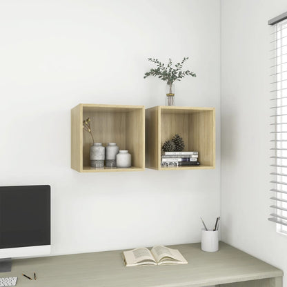 Mobili a Muro 2pz Rovere Sonoma 37x37x37 cm Legno Multistrato | homemem39