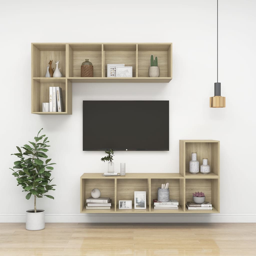 Mobili a Muro 4pz Rovere Sonoma 37x37x37 cm Legno Multistrato | homemem39