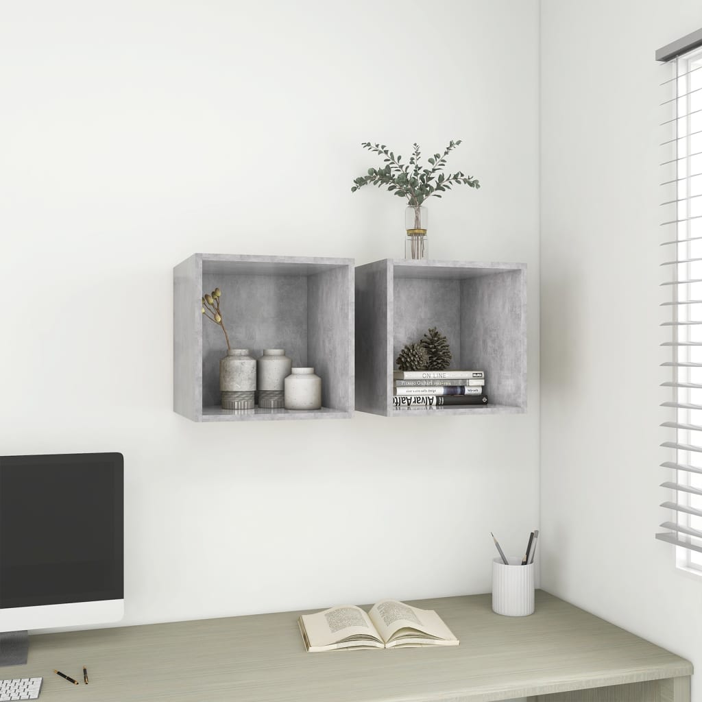 Mobile a Muro Grigio Cemento 37x37x37 cm in Legno Multistrato | homemem39