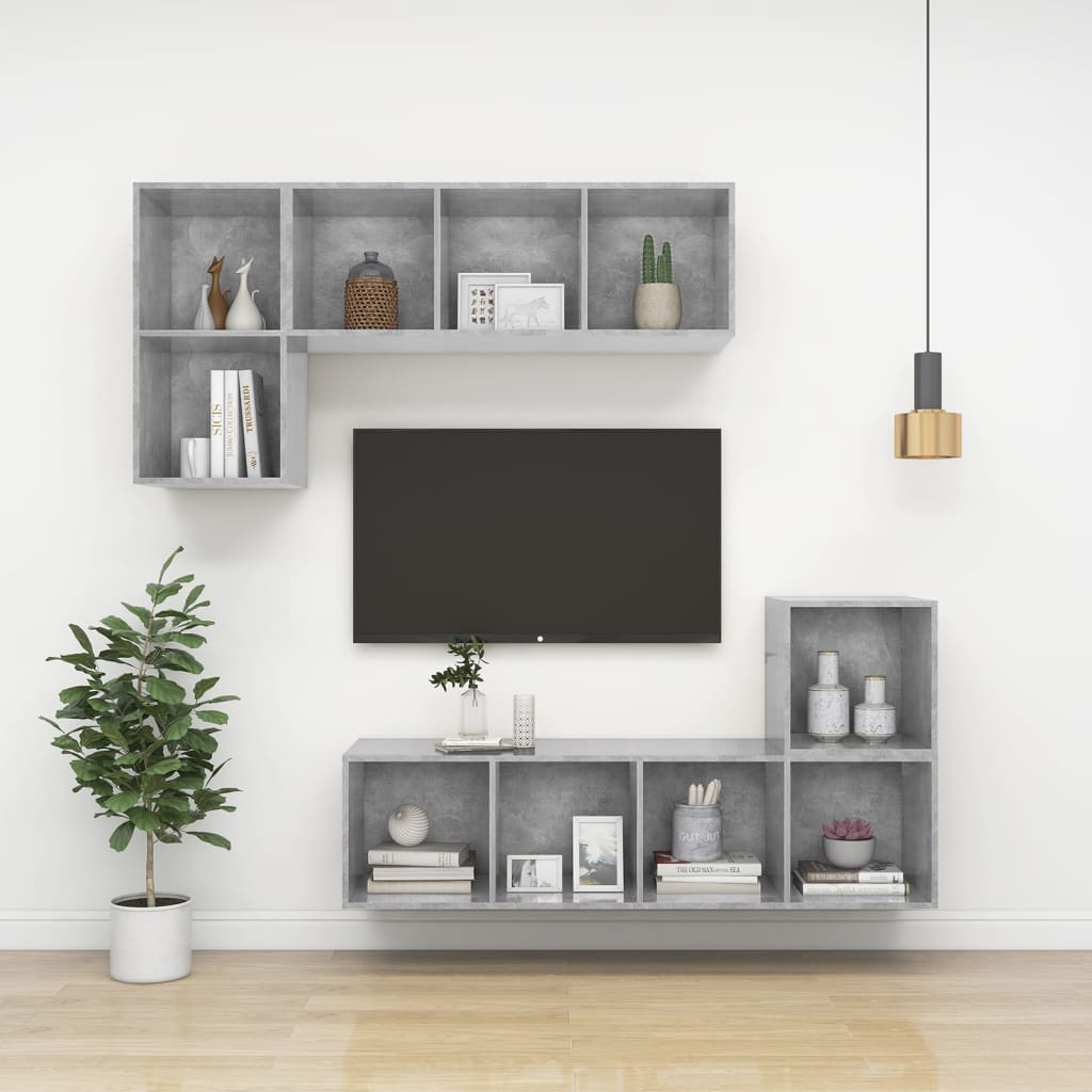 Mobili a Muro 2pz Grigio Cemento 37x37x37 cm Legno Multistrato | homemem39