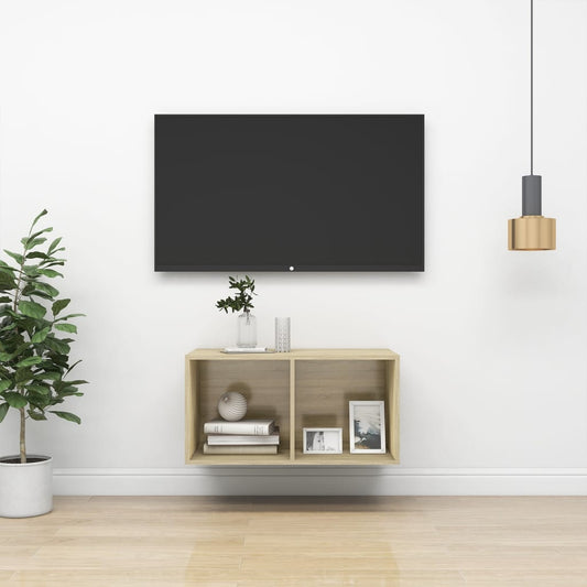 Mobile TV da Parete Rovere Sonoma 37x37x72 cm Legno Multistrato - homemem39