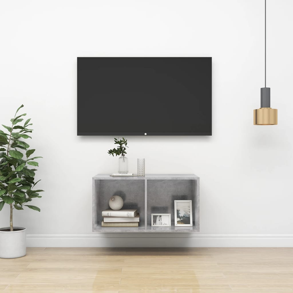 Mobile TV da Parete Grigio Cemento 37x37x72cm Legno Multistrato - homemem39