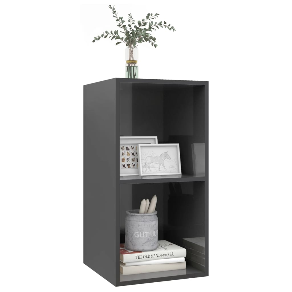 Mobile TV da Parete Grigio Lucido 37x37x72 cm Legno Multistrato - homemem39