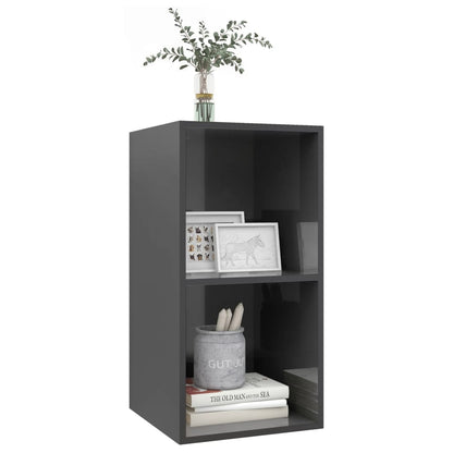 Mobile TV da Parete Grigio Lucido 37x37x72 cm Legno Multistrato - homemem39