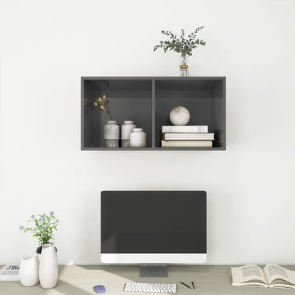 Mobile TV da Parete Grigio Lucido 37x37x72 cm Legno Multistrato - homemem39