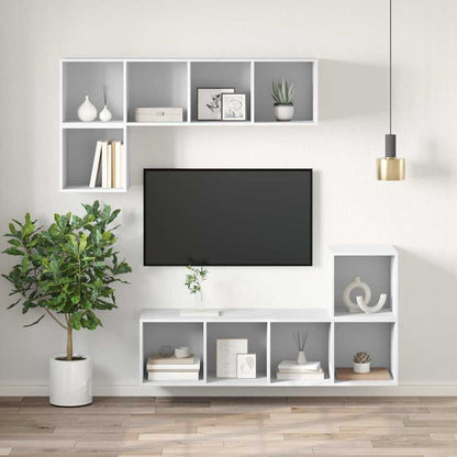 Mobile TV da Parete Bianco 37x37x107 cm in Legno Multistrato