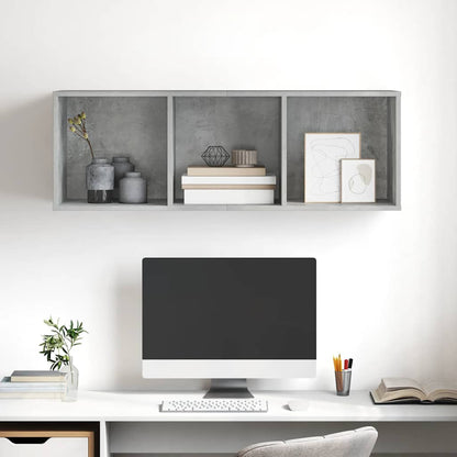 Mobile TV a Parete Grigio Cemento 37x37x107cm Legno Multistrato