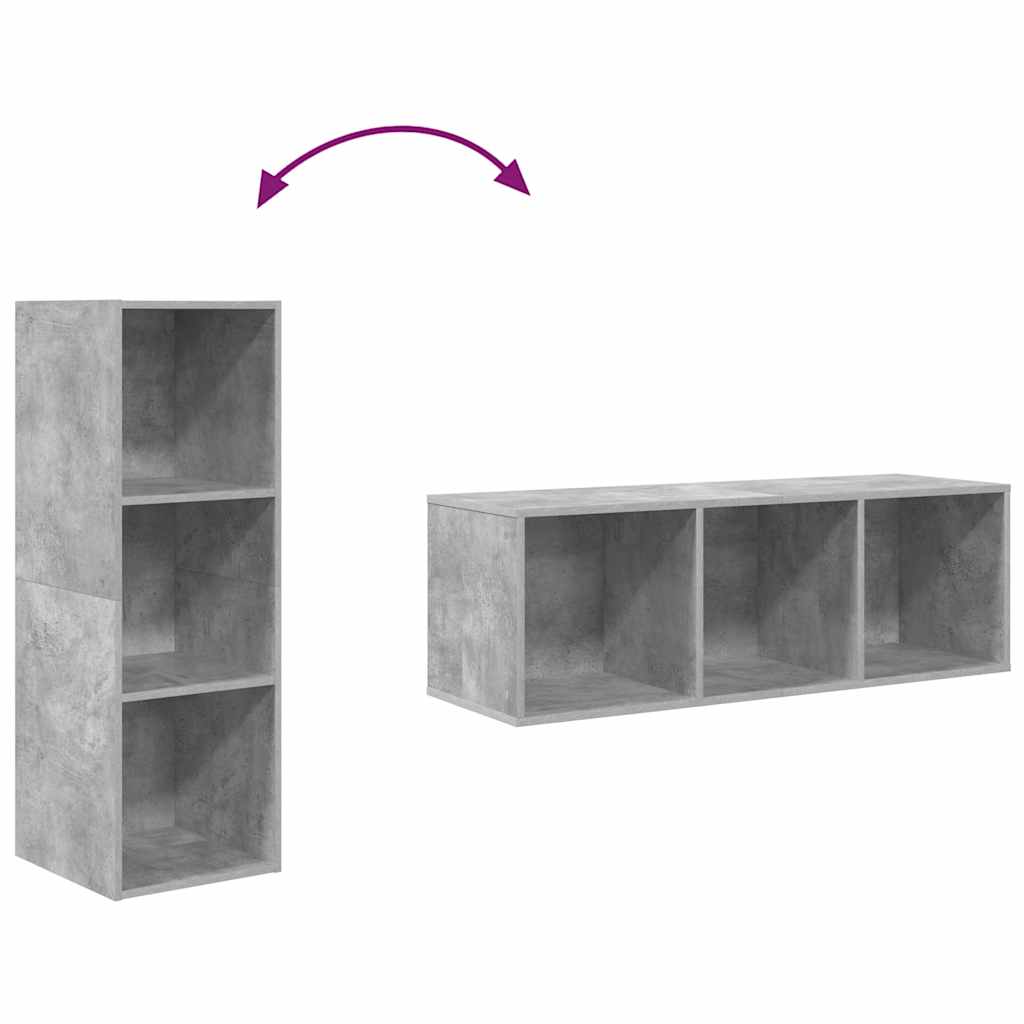 Mobile TV a Parete Grigio Cemento 37x37x107cm Legno Multistrato