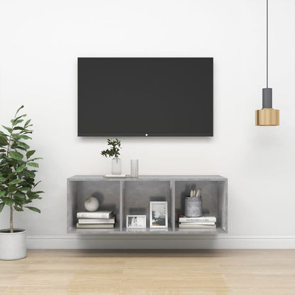 Mobile TV a Parete Grigio Cemento 37x37x107cm Legno Multistrato - homemem39