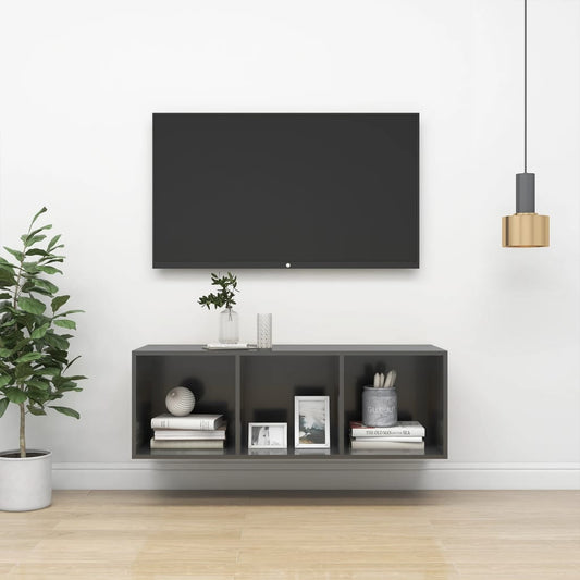 Mobile TV da Parete Grigio Lucido 37x37x107cm Legno Multistrato - homemem39