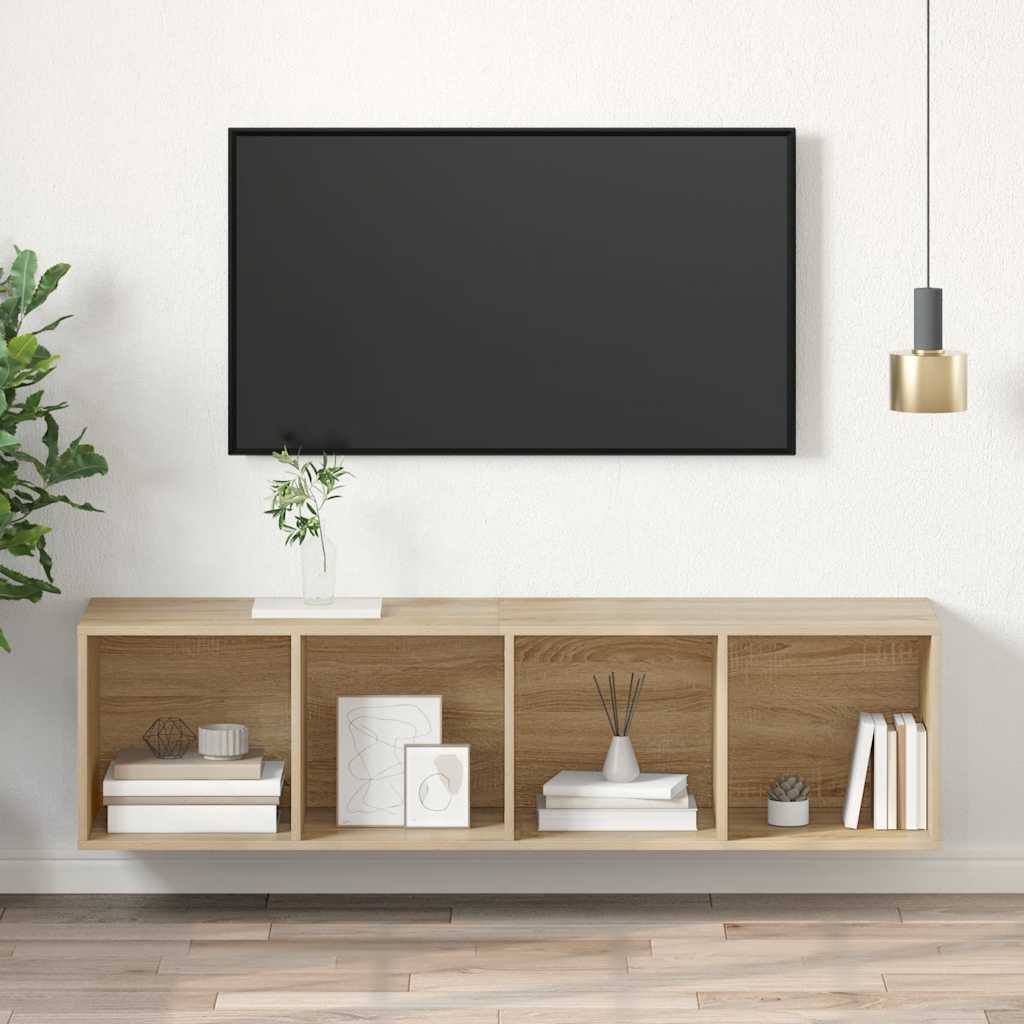 Mobile TV Parete Rovere Sonoma 37x37x142,5cm Legno Multistrato