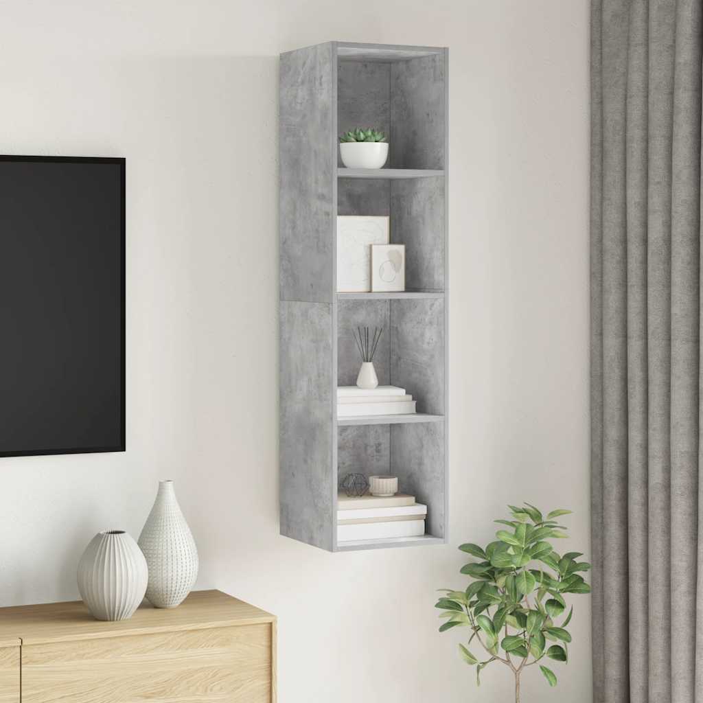 Mobile TV Parete Grigio Cemento 37x37x142,5cm Legno Multistrato